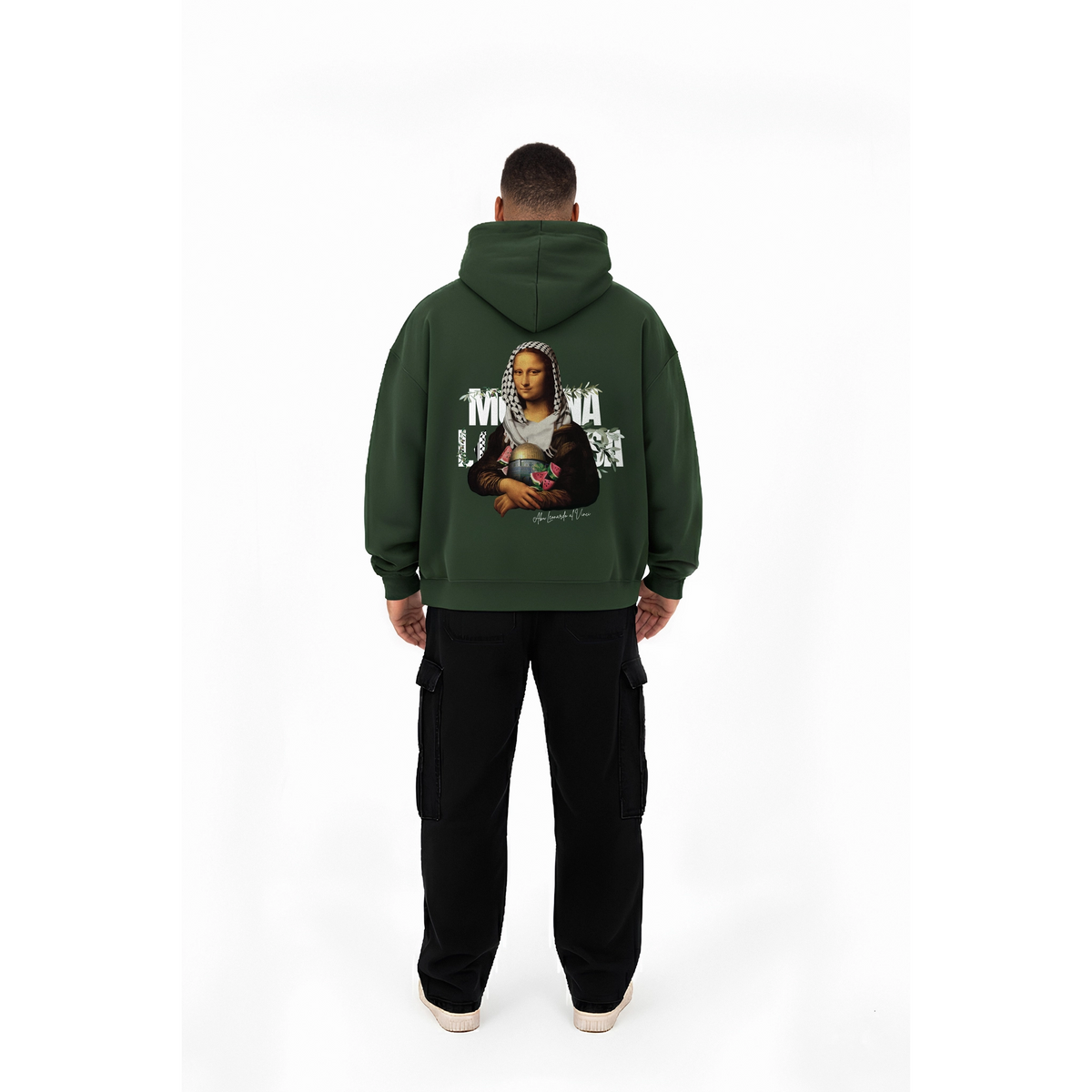 Om Lisa Hoodie Green | Cultural Streetwear for Palestine