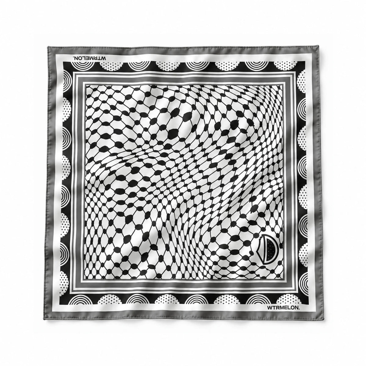 Roots silk bandana in Black, full pattern view 1