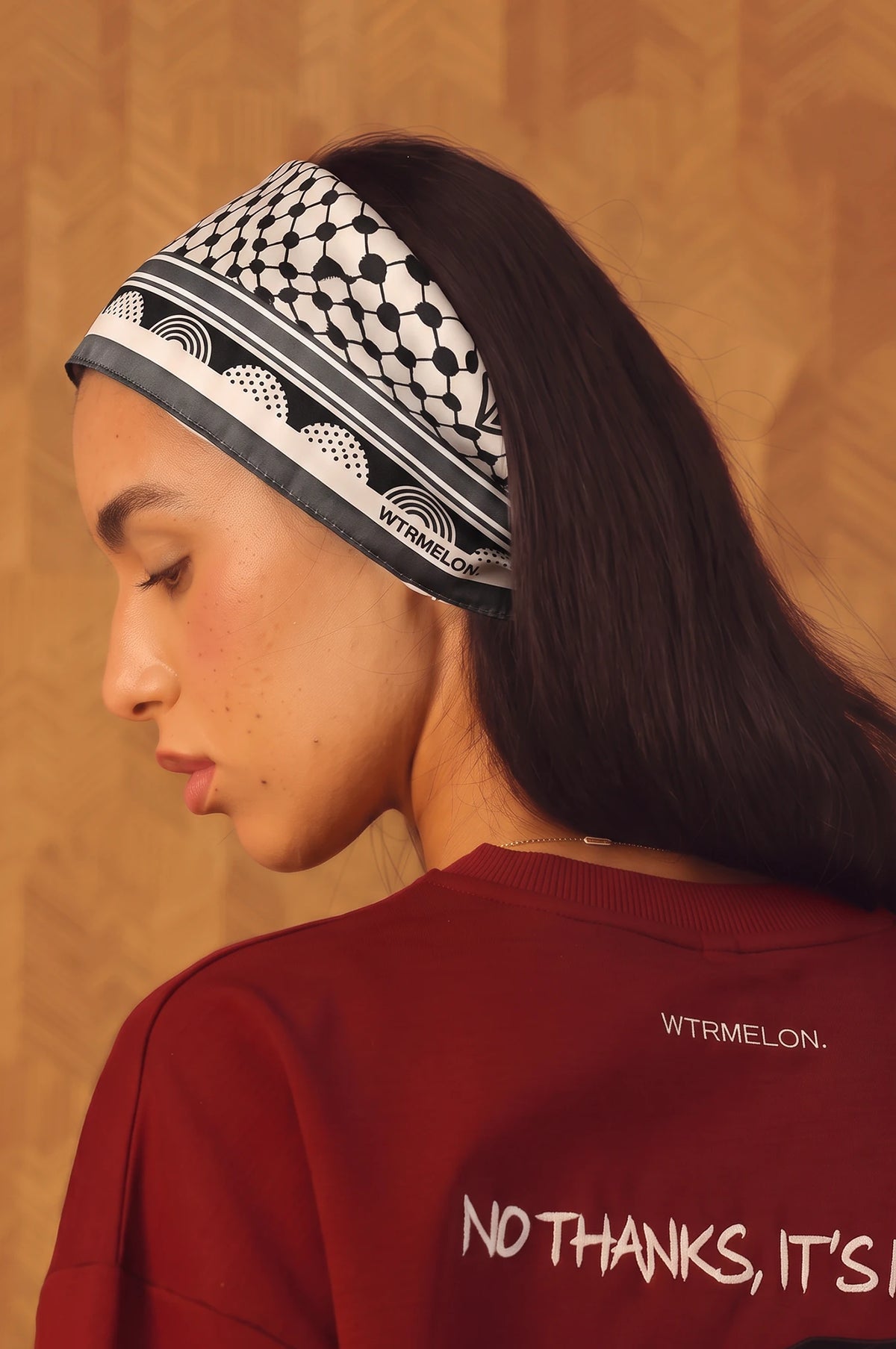 Roots silk bandana in Black, model styling view 6