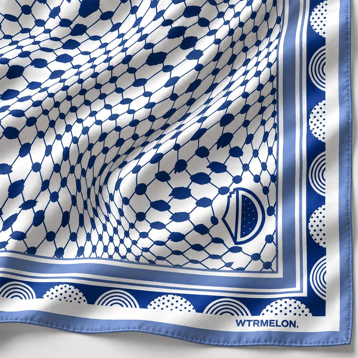 Roots silk bandana in Blue, product pattern view 3