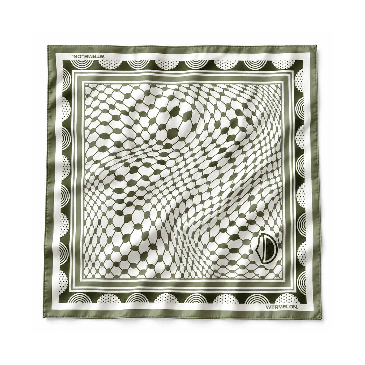 Roots silk bandana in Olive Green, product pattern view 1