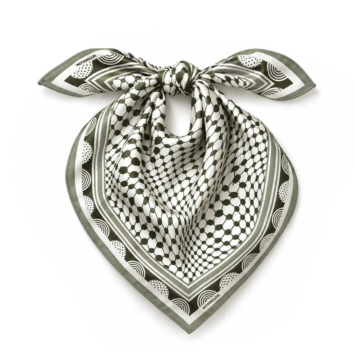 Roots silk bandana in Olive Green, product pattern view 3