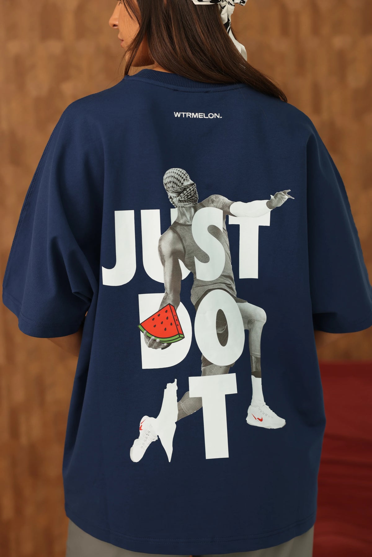 just-do-it-tee-navy full studio photograph 1467