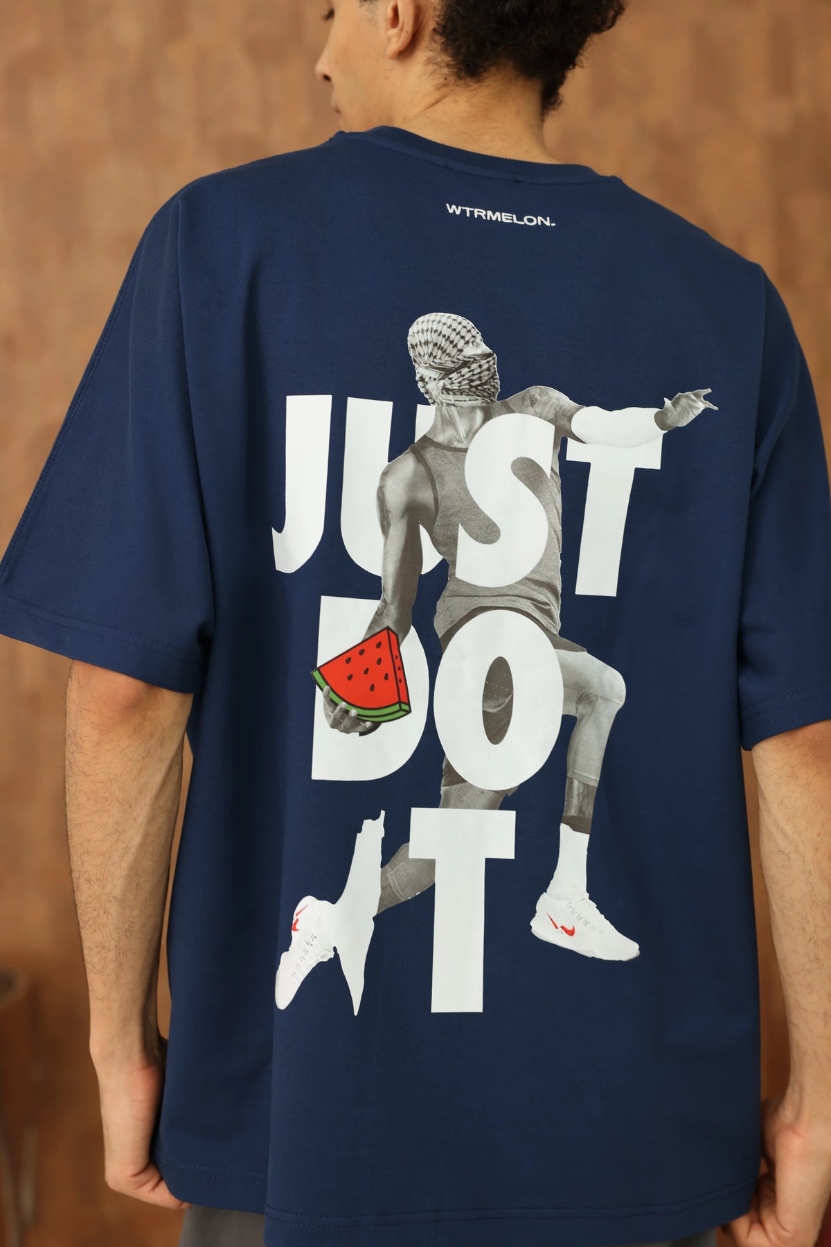 just-do-it-tee-navy full studio photograph 674